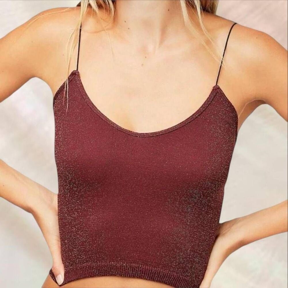 Free People Movement Skinny Strap Glitter Crop Brami